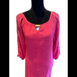 Indian Rose Dress or Swimsuit Coverup Size ? 1X Lined Magenta Pink 3/4 Sleeve